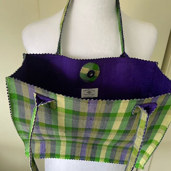 Silk Snap Plaid Handbag Sarah Shaw, Los Angeles - Picture 2 of 2